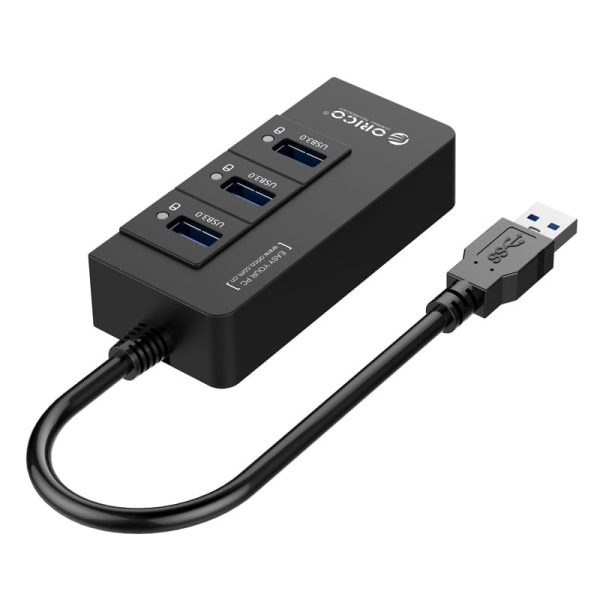 ORICO 3 Port USB3.0 Hub With Gigabit Ethernet Adapter - Black - Image 4