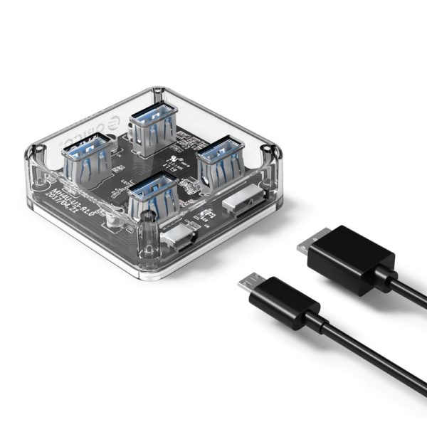 ORICO 4 Port USB Hub Transparent 1M - Image 4