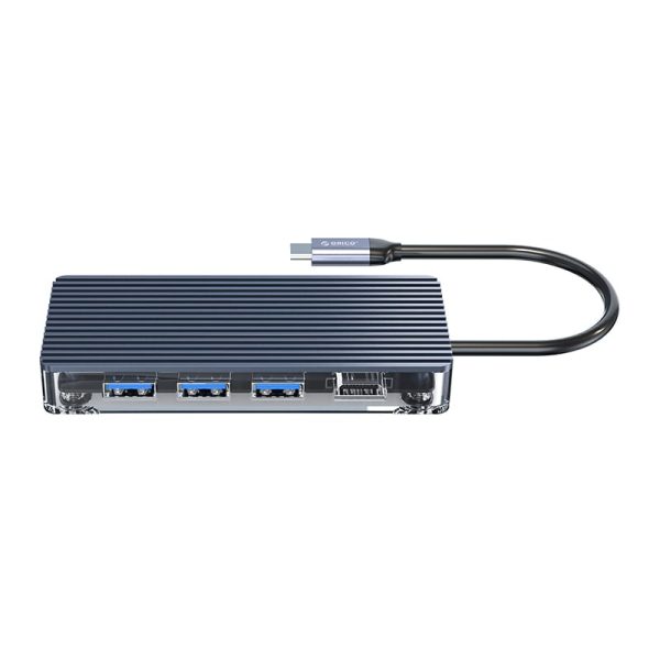 ORICO 8 Port Type-C Transparent Hub - Grey - Image 3